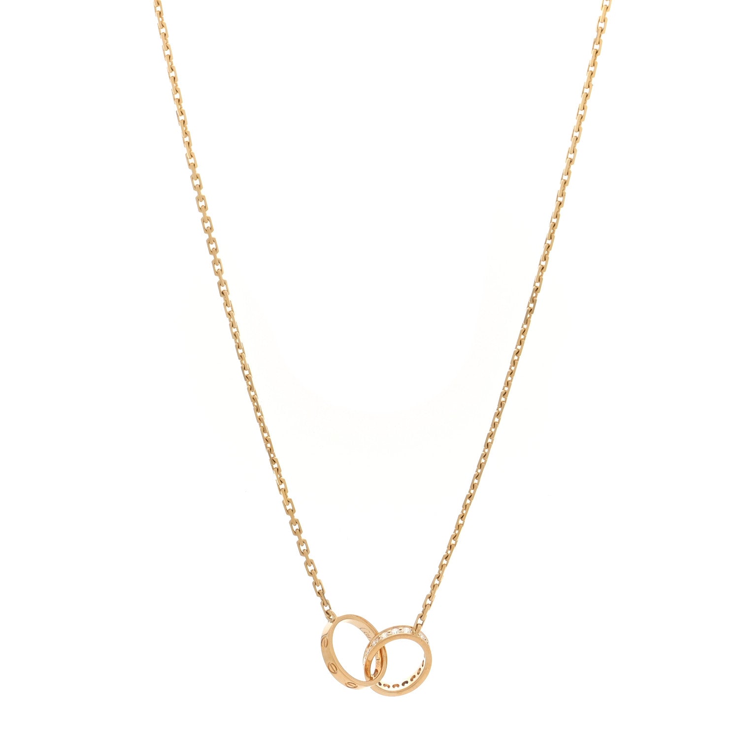 Cartier 18K Yellow Gold Diamond Interlocking LOVE Necklace 1 of 5