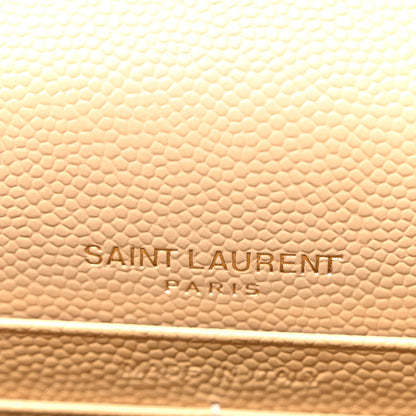 Saint Laurent Grain De Poudre Matelasse Chevron Monogram Envelope Chain Wallet Nude Powder 6 of 10