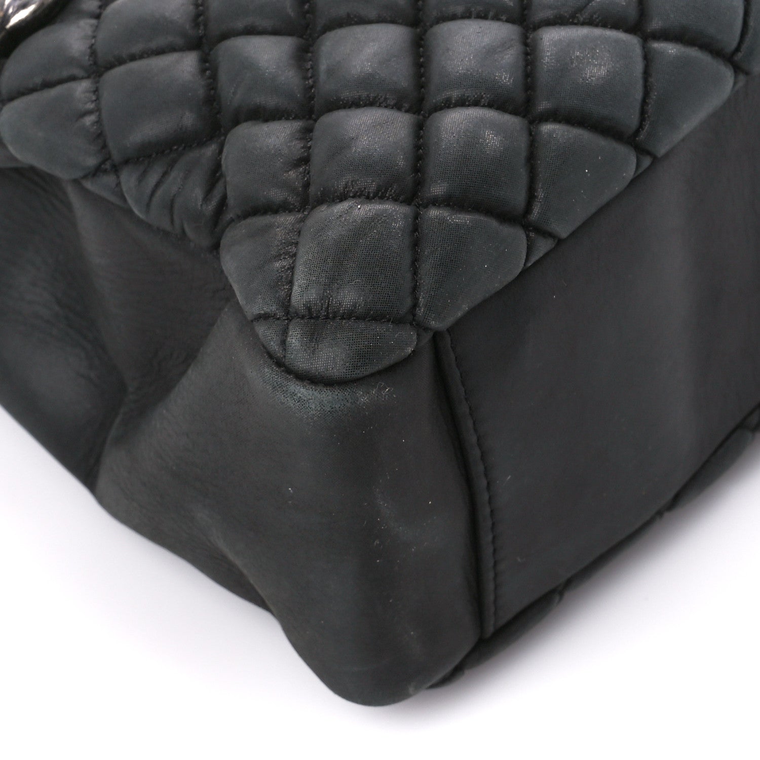 Chanel Iridescent Calfskin Small New Bubble Quilt Tote Dark Grey 9 of 10