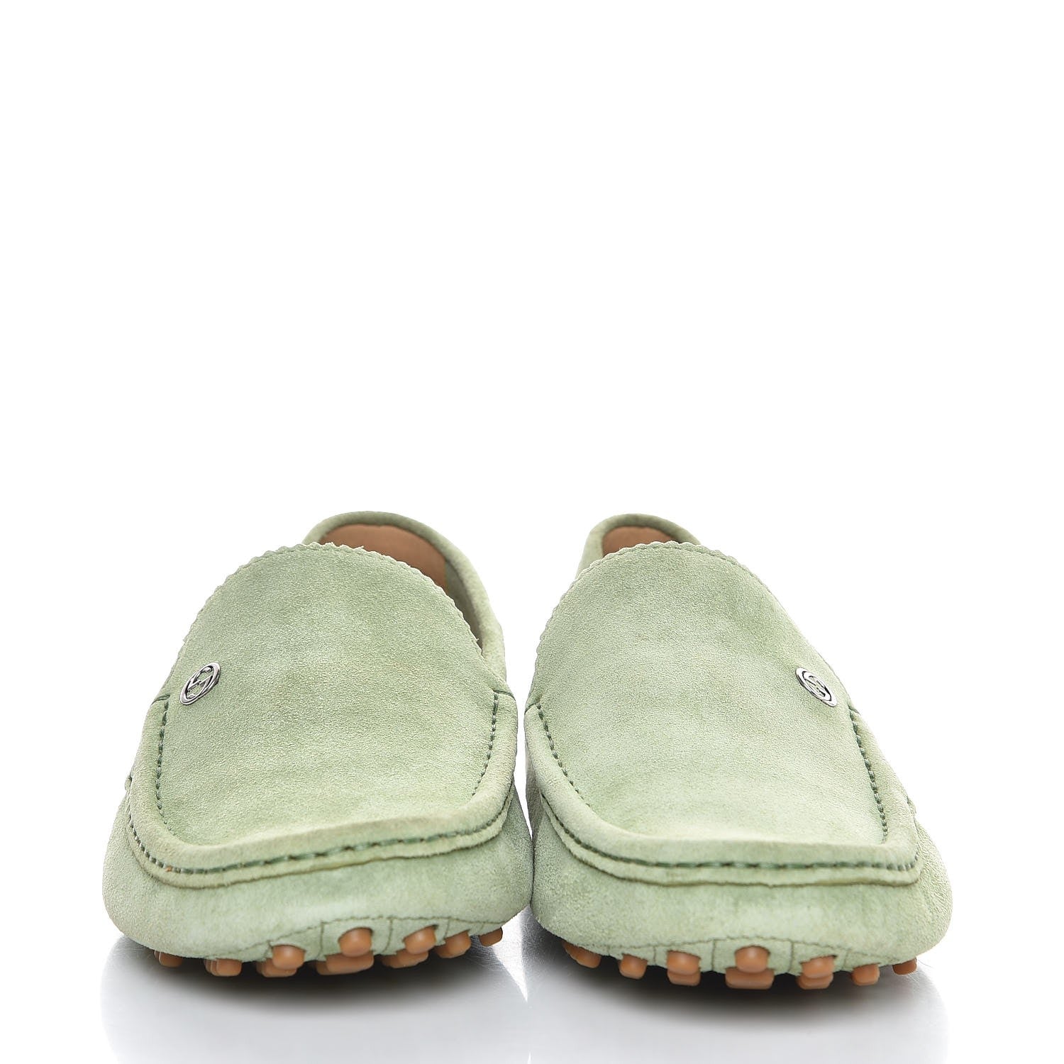 Gucci Suede Mens Driver Loafers 8.5 Light Green 2 of 10