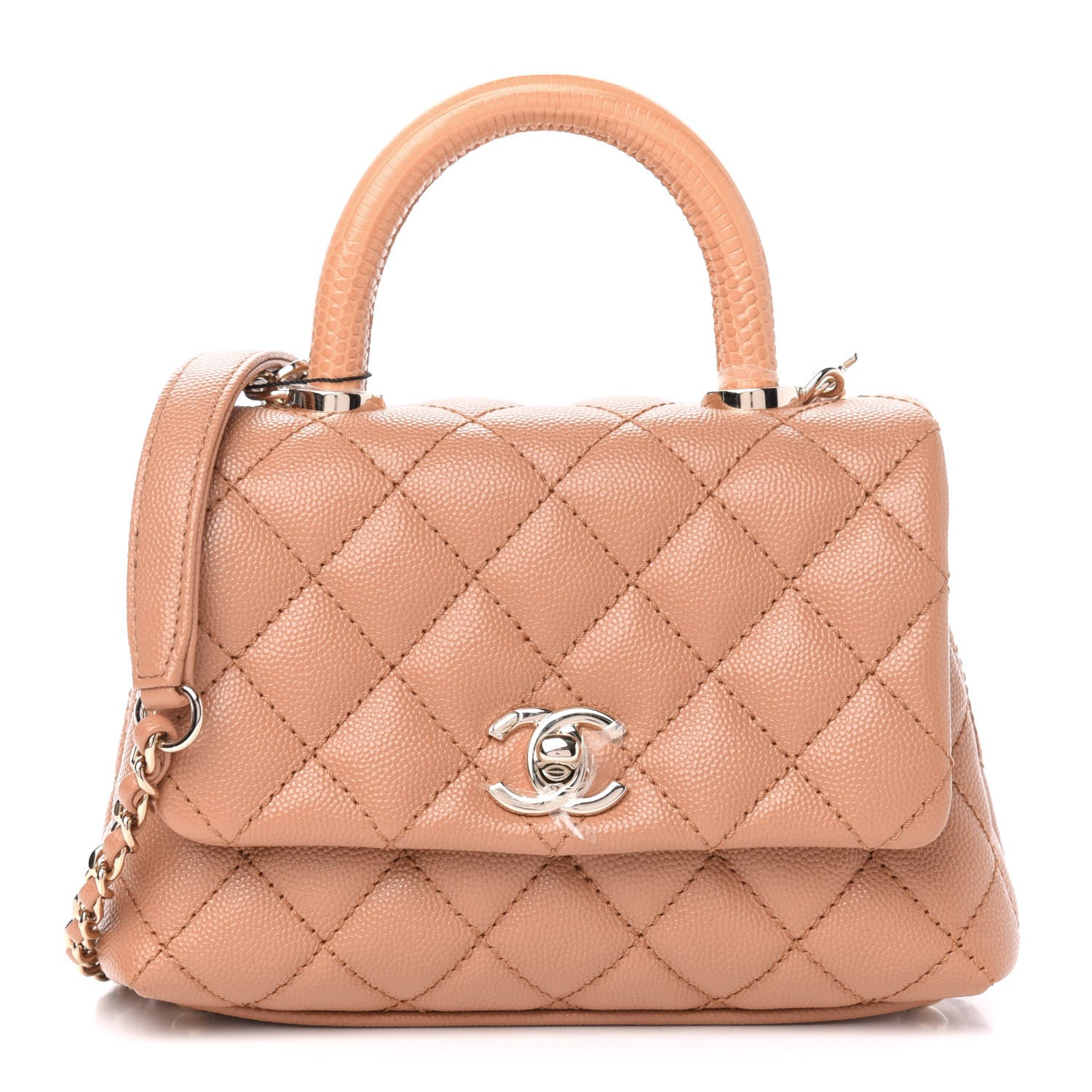 Chanel Caviar Lizard Embossed Quilted Extra Mini Coco Handle Flap Brown 1 of 11