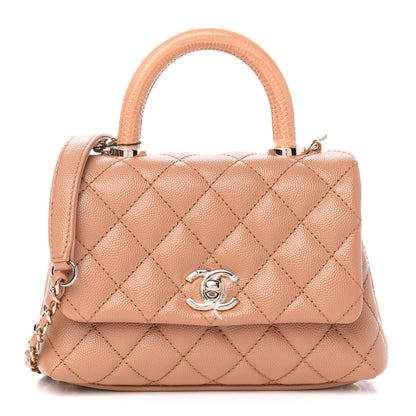 Chanel Caviar Lizard Embossed Quilted Extra Mini Coco Handle Flap Brown 1 of 11