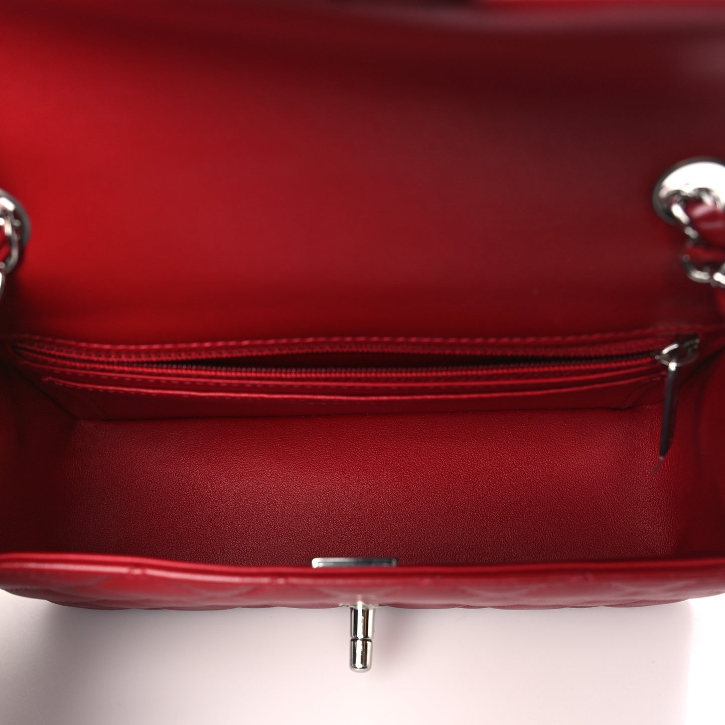 Lambskin Quilted Mini Rectangular Flap Red