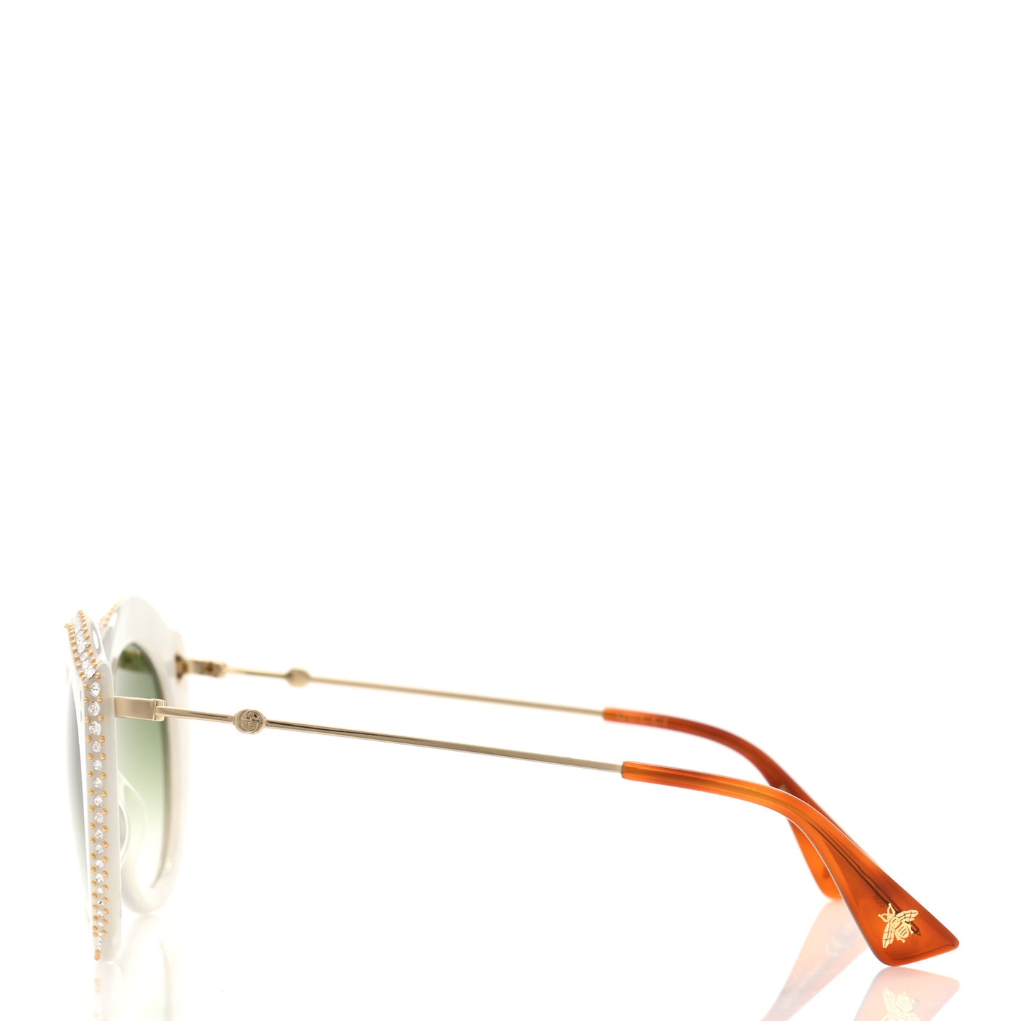 Crystal Cat Eye GG0214S Sunglasses White