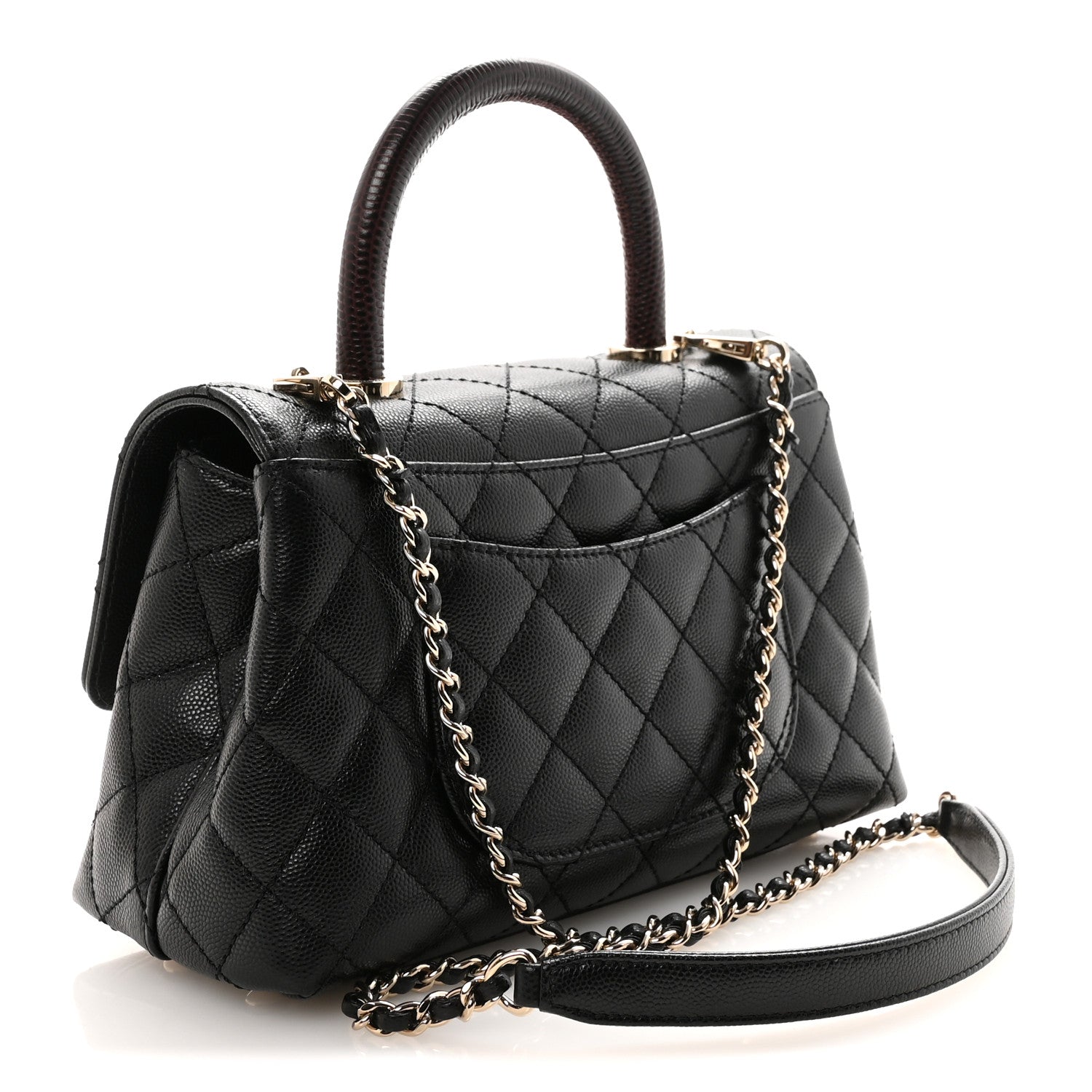 Chanel Caviar Lizard Embossed Quilted Mini Coco Handle Flap Black 3 of 11