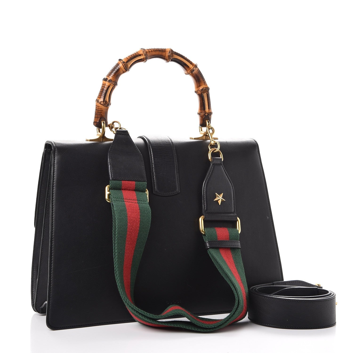 Gucci Moon Calfskin Web Large Dionysus Bamboo Top Handle Bag Black 5 of 21