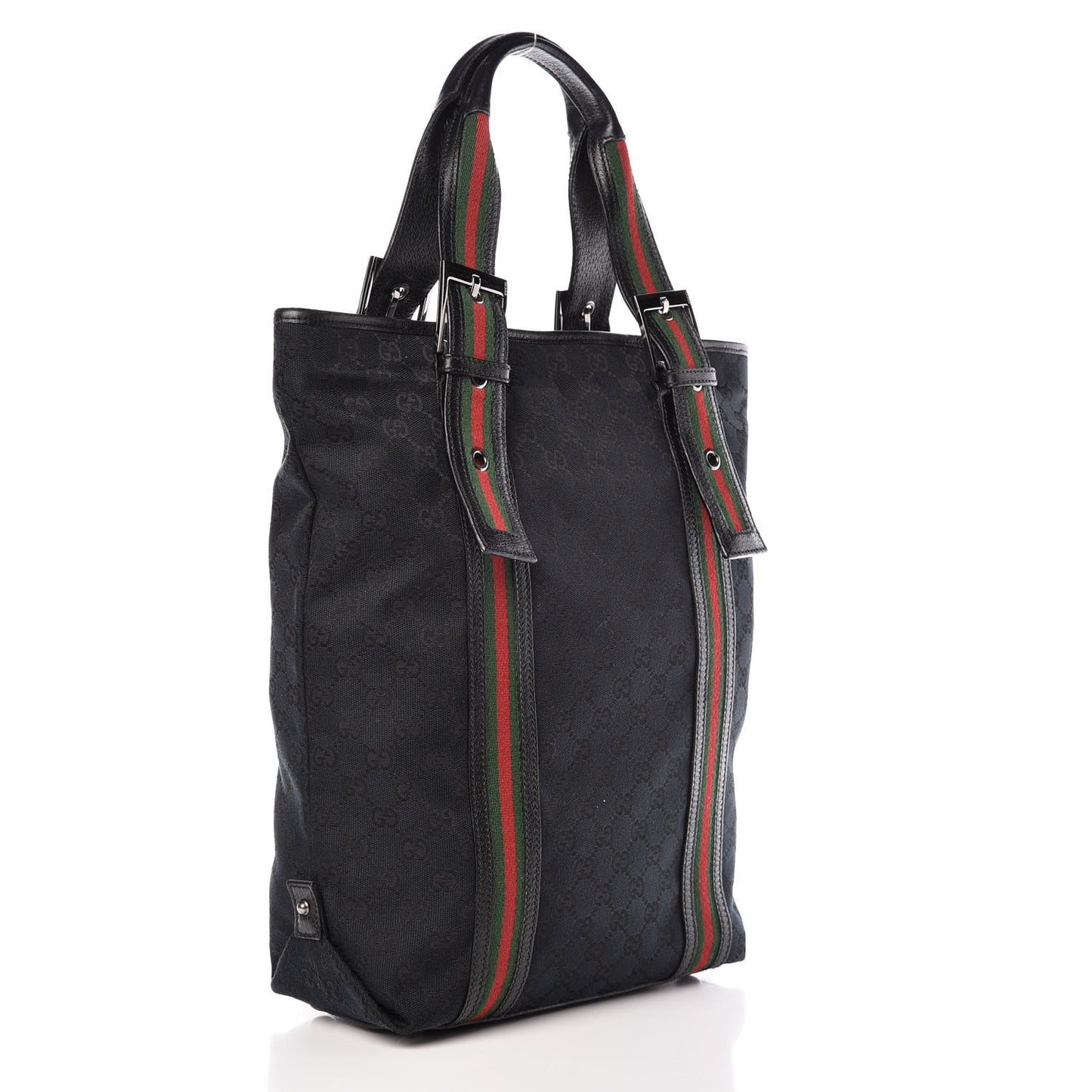 GG Monogram Web Handle Vertical Tote Bag Black