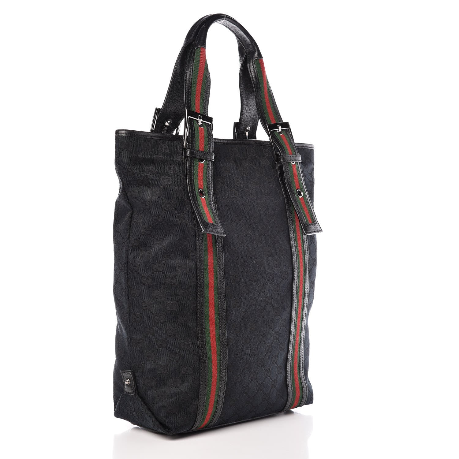 Gucci GG Monogram Web Handle Vertical Tote Bag Black 3 of 17