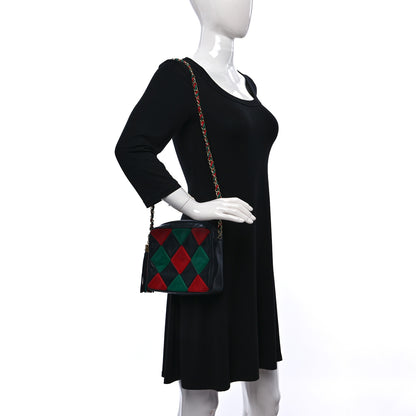 Chanel Lambskin Quilted Patchwork Camera Tassel Bag Navy Green Red 2 of 11