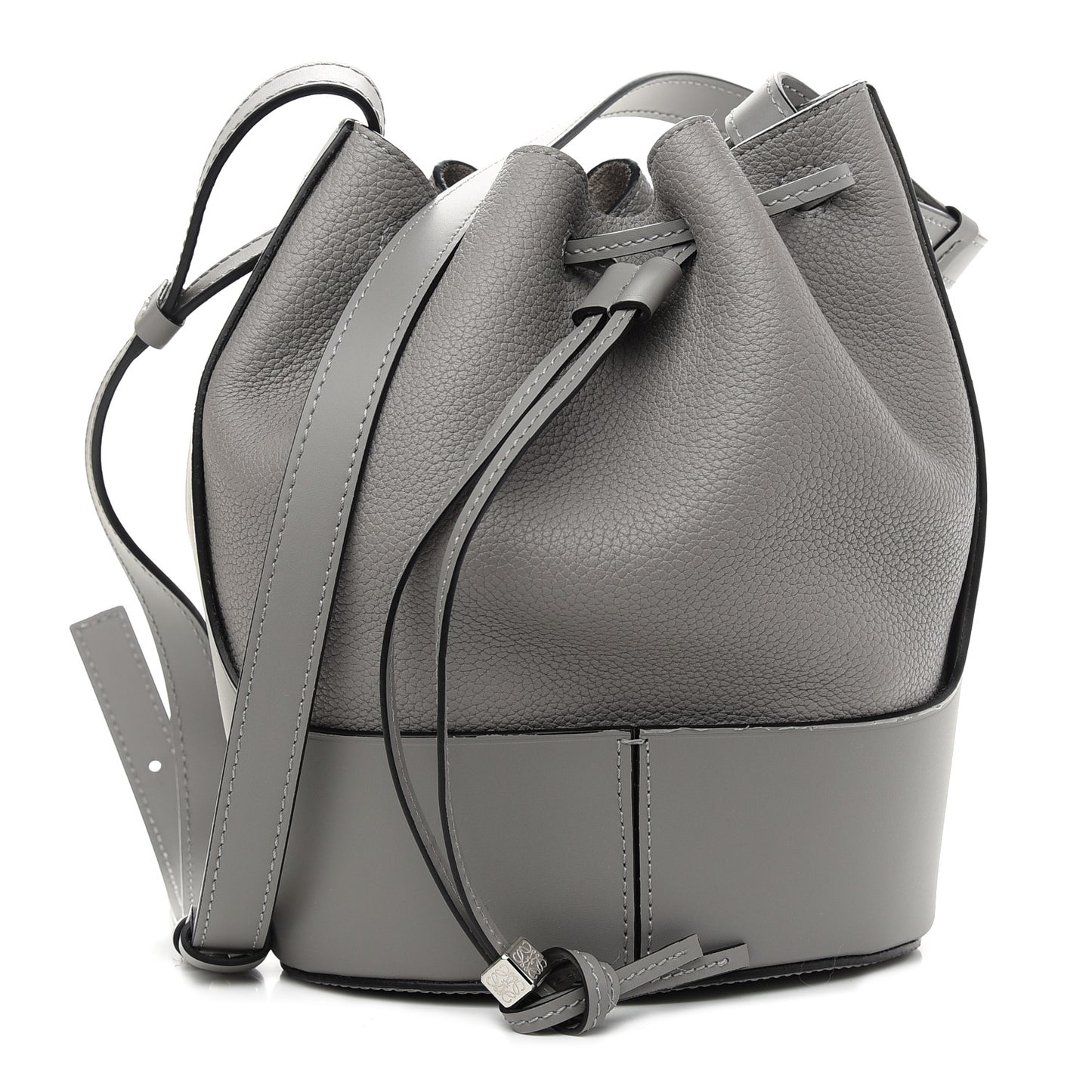 Calfskin Small Balloon Bucket Bag Smoke