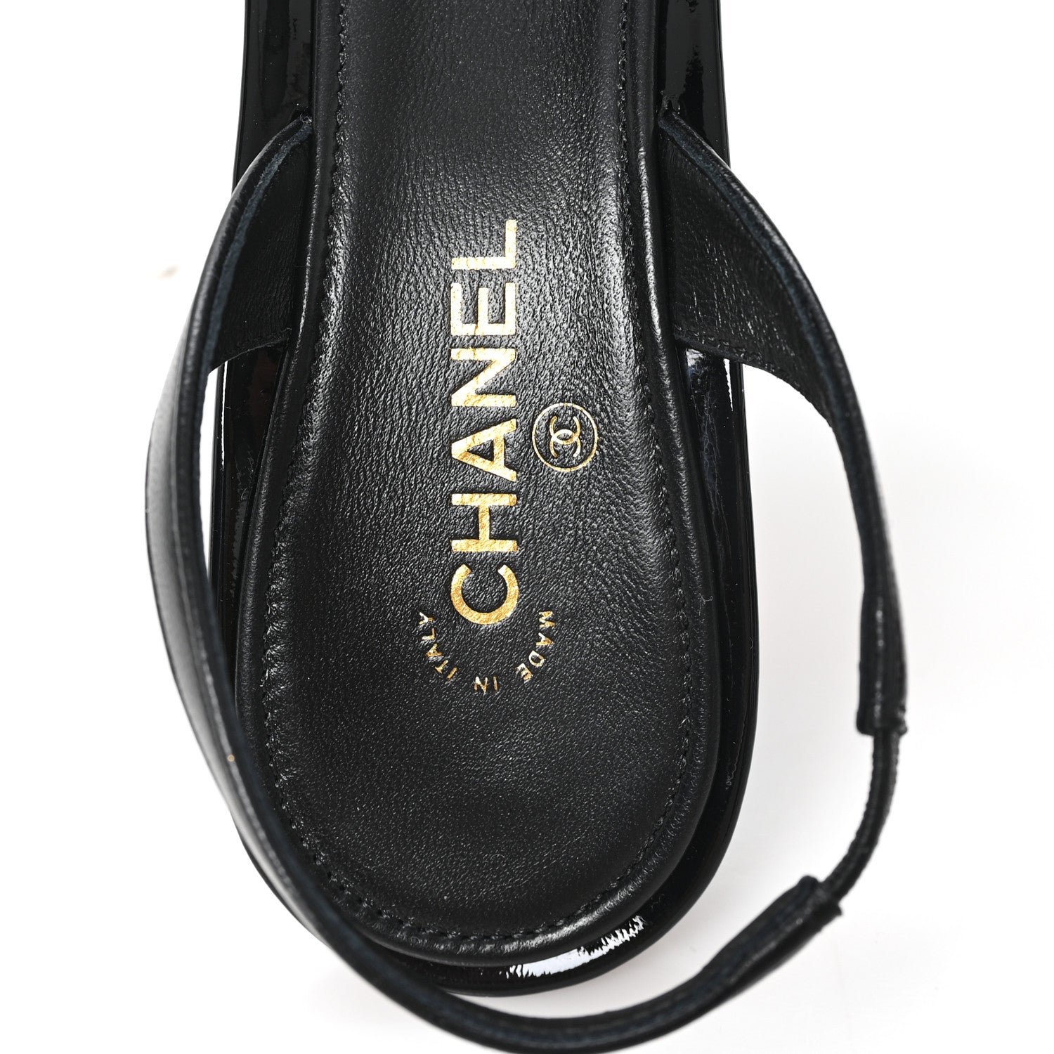 Chanel Lambskin Patent Cap Toe CC Apple Slingback Pumps 40 Black 8 of 10