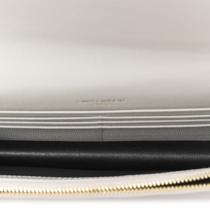 Saint Laurent Grain De Poudre Matelasse Chevron Monogram Envelope Chain Wallet Crema Soft 5 of 11