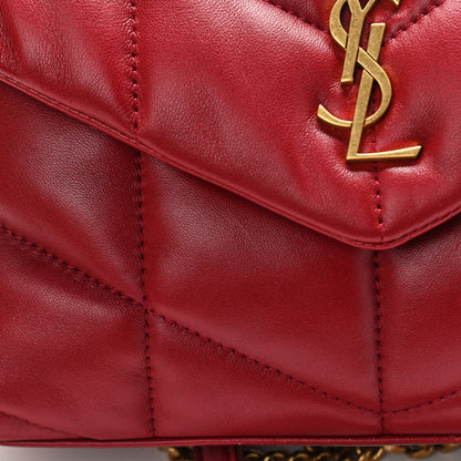 Saint Laurent Lambskin Quilted Toy Loulou Puffer Monogram Chain Satchel Red 10 of 10