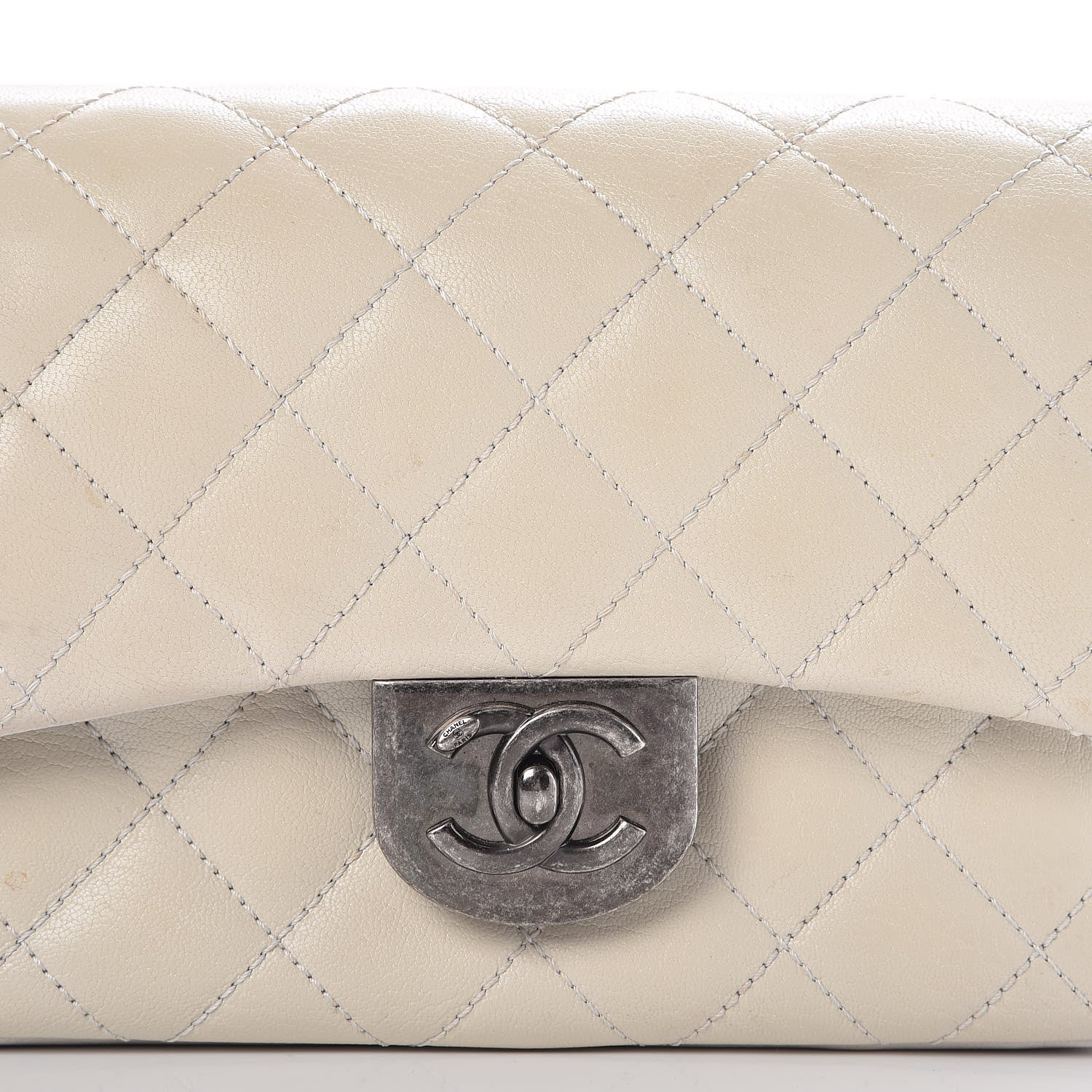 Chanel Shiny Goatskin Quilted Small Double Carry Waist Chain Flap White 9 of 15