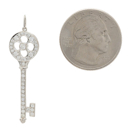 Tiffany Platinum Diamond Quatrefoil Key Pendant 2 of 3