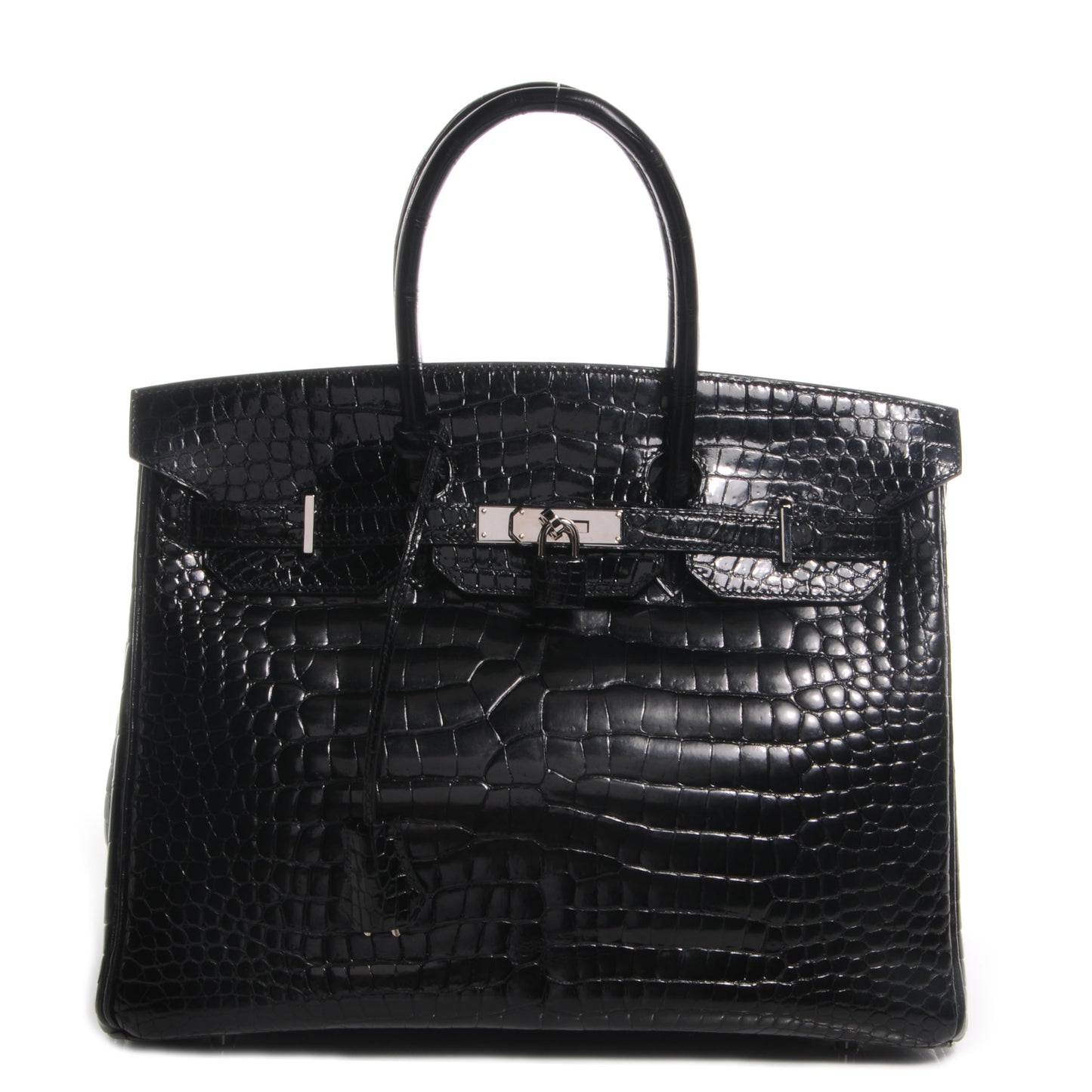 Shiny Porosus Crocodile Birkin 35 Black