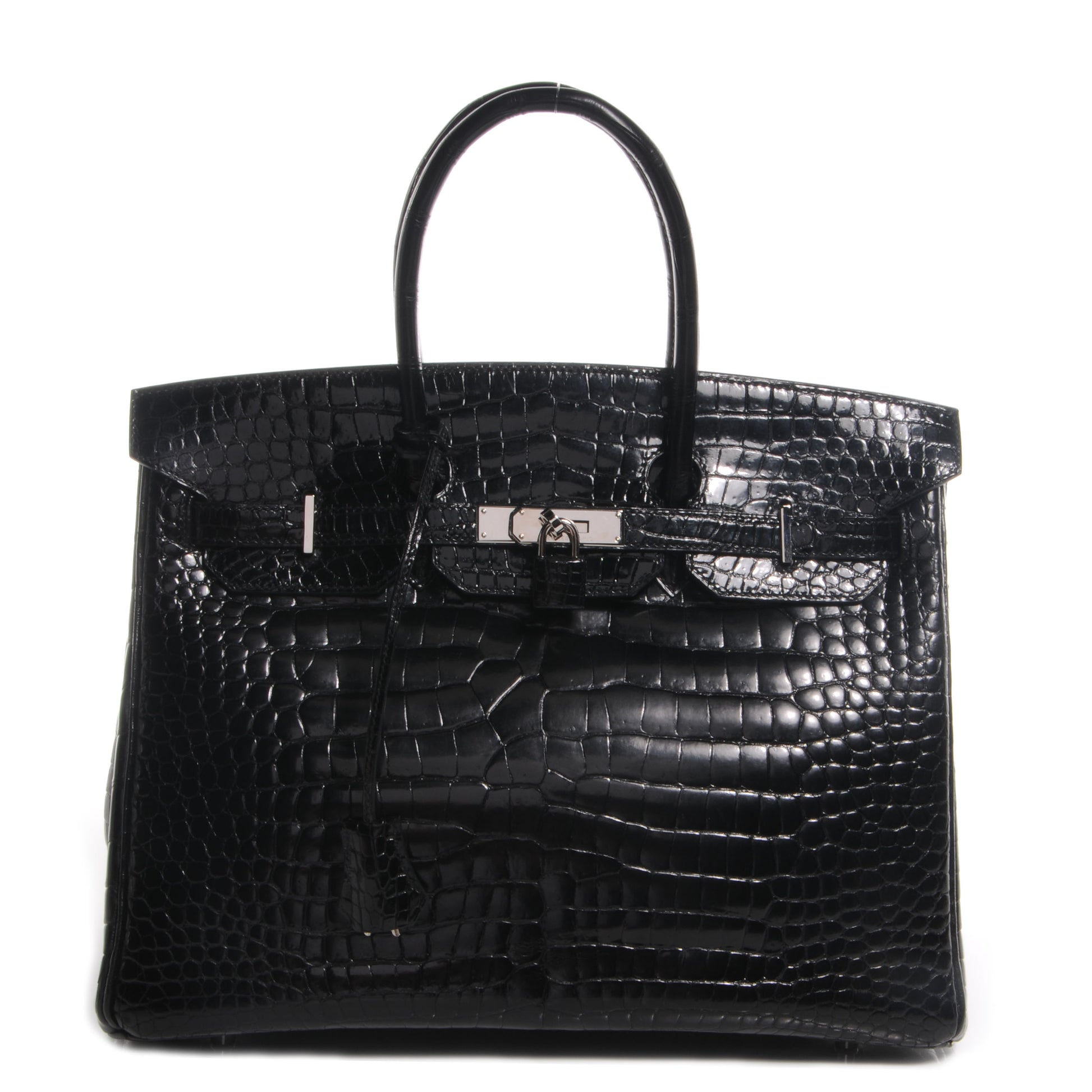 Hermes Shiny Porosus Crocodile Birkin 35 Black 1 of 11