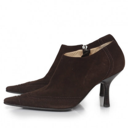 Chanel Suede Booties 37.5 Brown 2 of 10