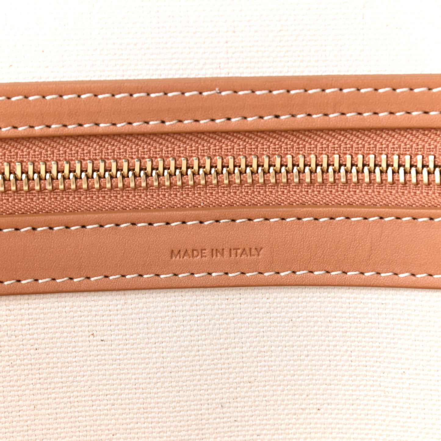 Canvas Calfskin Horizontal Cabas Natural Tan