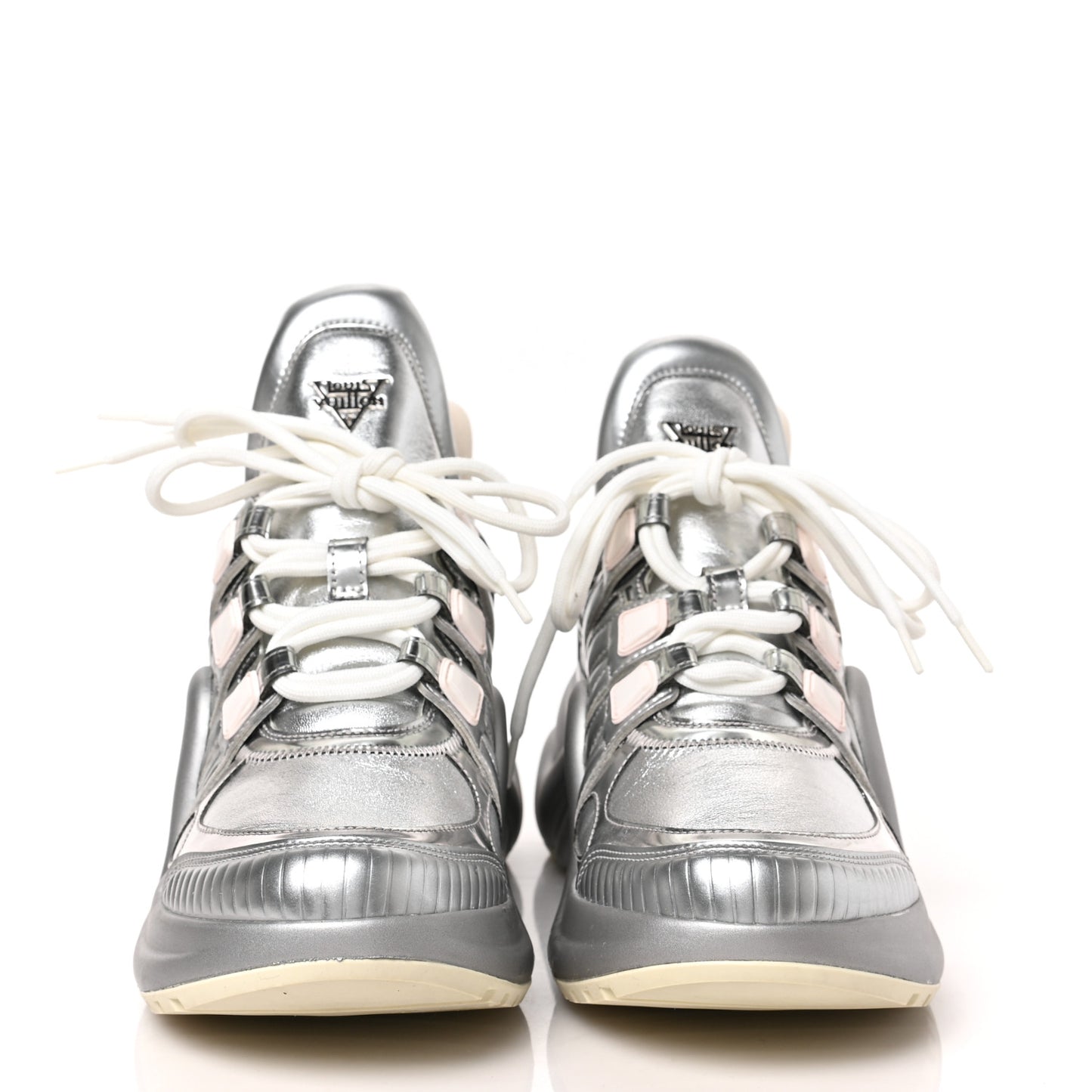 Metallic Calfskin Technical Nylon LV Archlight Sneakers 39 Silver