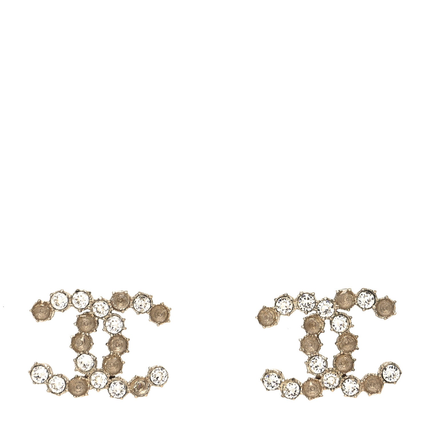 Chanel Crystal Poured Glass CC Earrings Gold Brown 1 of 4