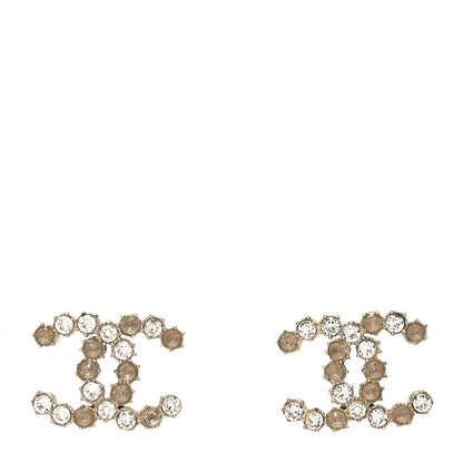 Chanel Crystal Poured Glass CC Earrings Gold Brown 1 of 4