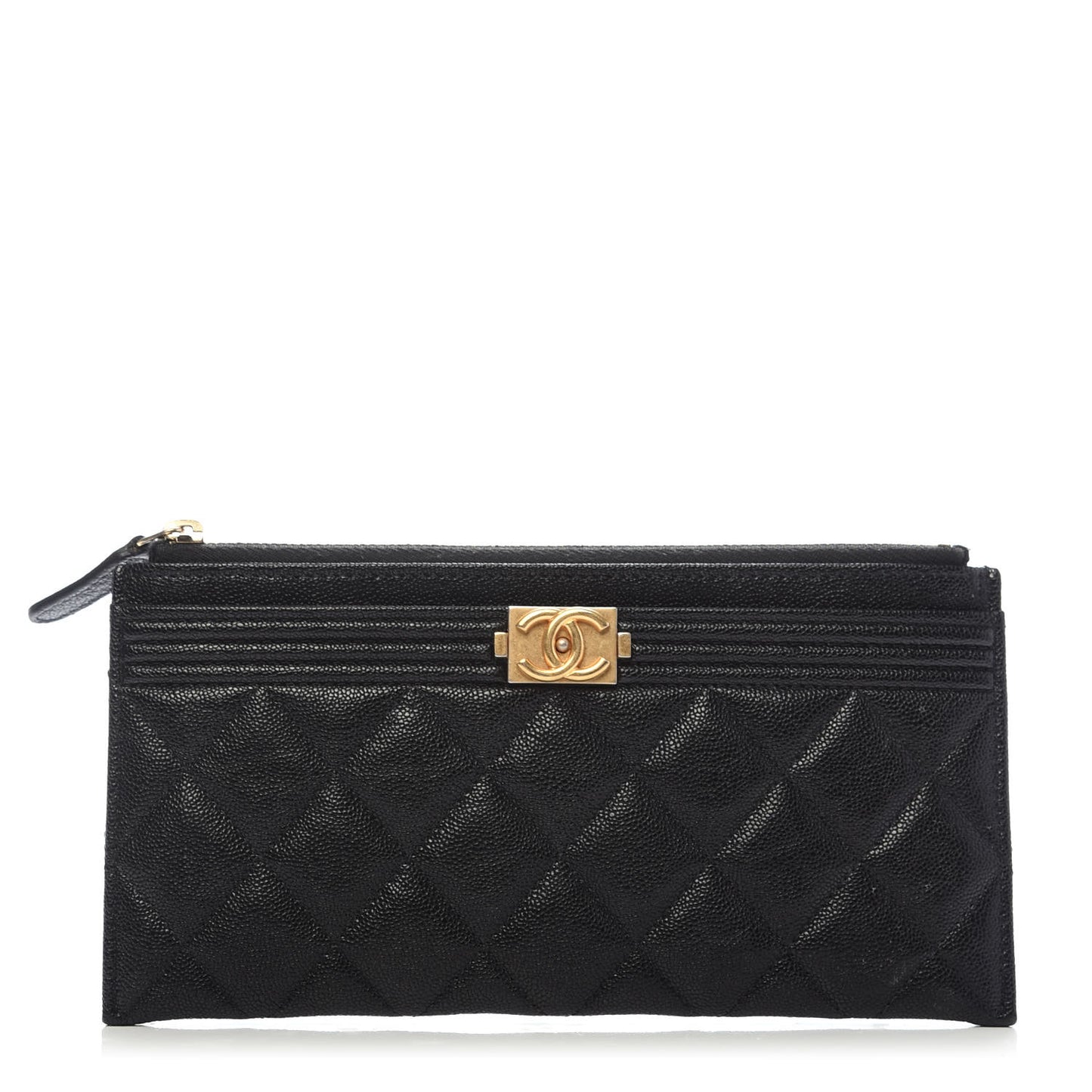 Caviar Quilted Classic Zip Boy Pouch Black