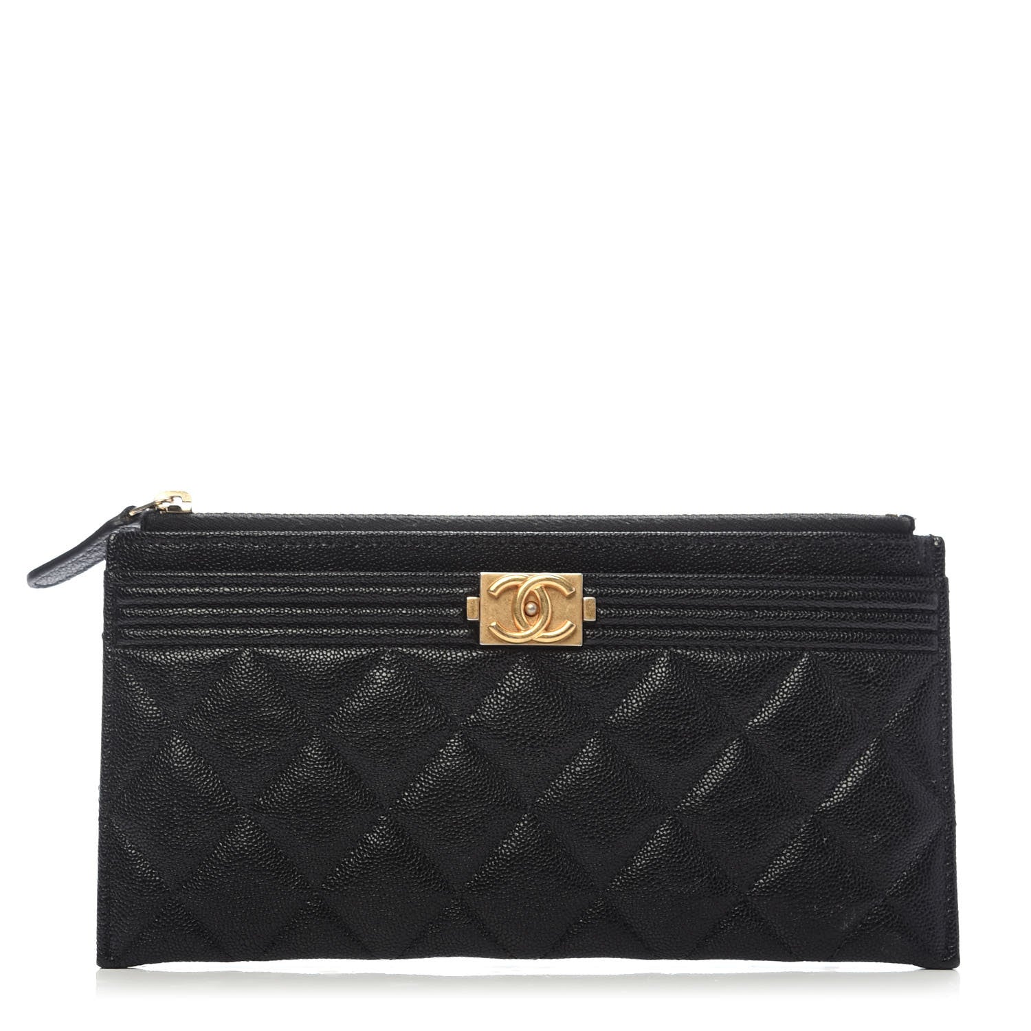 Chanel Caviar Quilted Classic Zip Boy Pouch Black 1 of 9