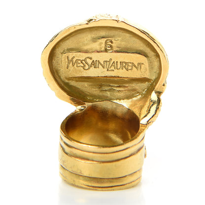 Saint Laurent Glass Cabochon Arty Ovale Ring 6 Gold Lapis 3 of 5