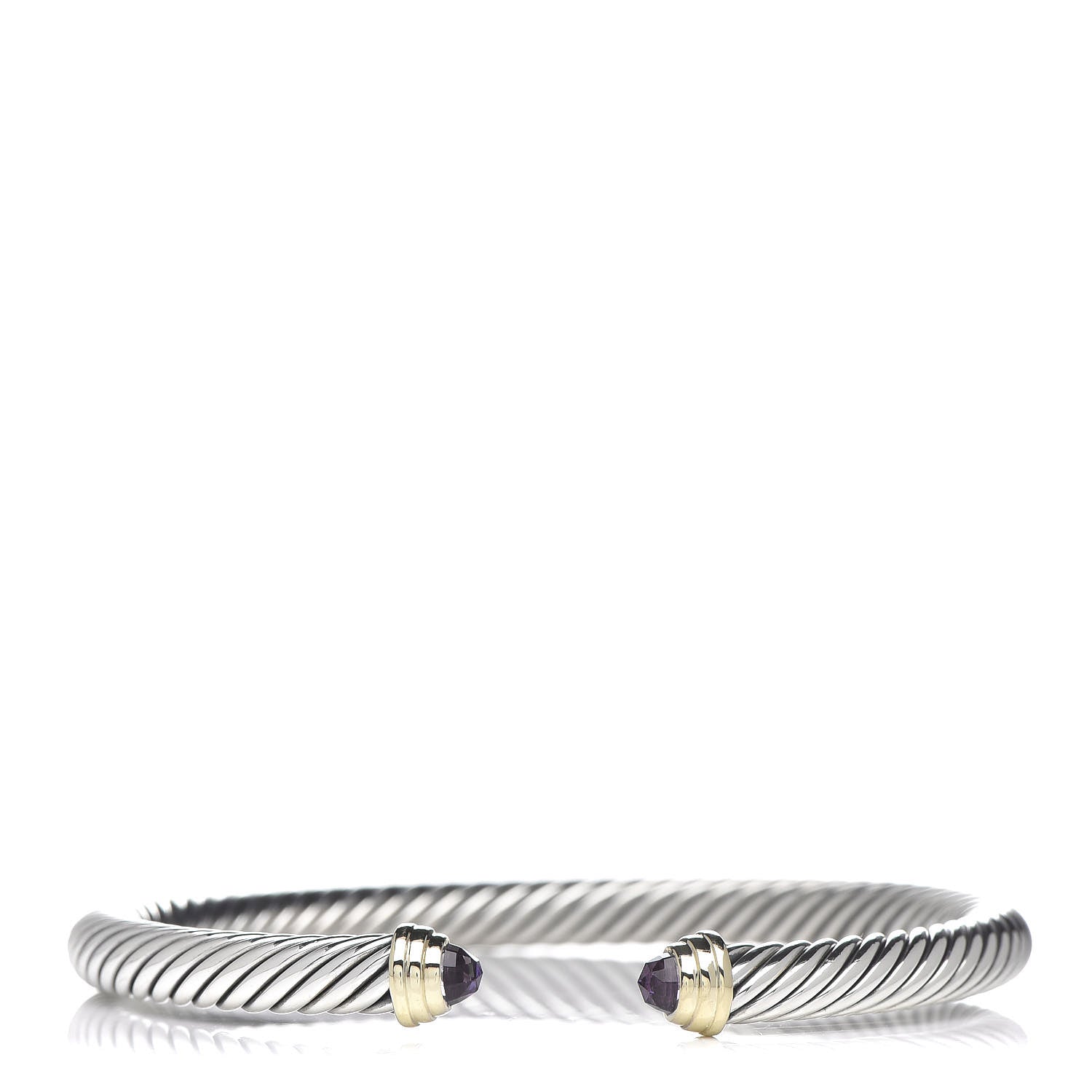 David Yurman Sterling Silver 14K Yellow Gold Amethyst 5mm Cable Classics Petite Color Bracelet 1 of 5