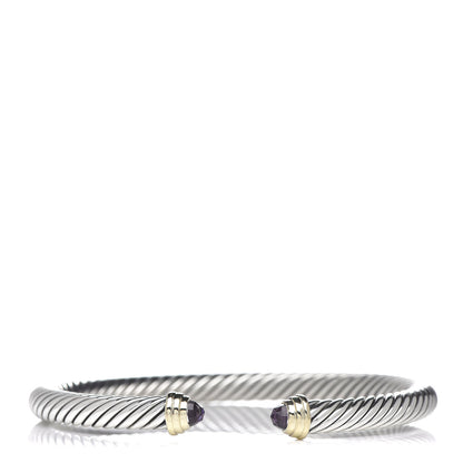 David Yurman Sterling Silver 14K Yellow Gold Amethyst 5mm Cable Classics Petite Color Bracelet 1 of 5
