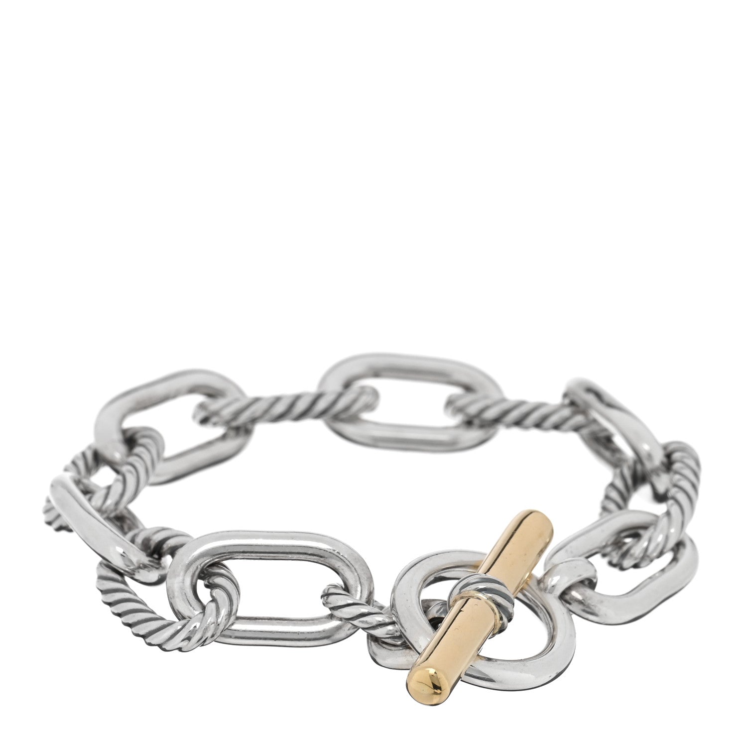 David Yurman Sterling Silver 18K Yellow Gold 11mm DY Madison Toggle Chain Bracelet 1 of 3