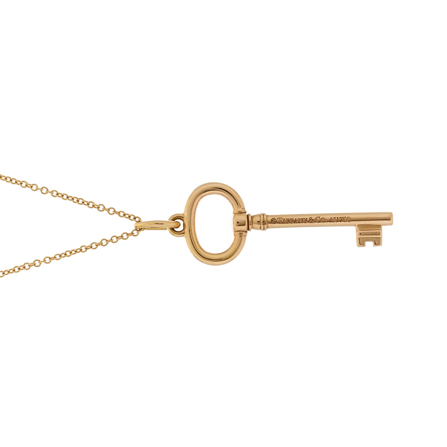 18K Rose Gold Small Oval Key Pendant Necklace