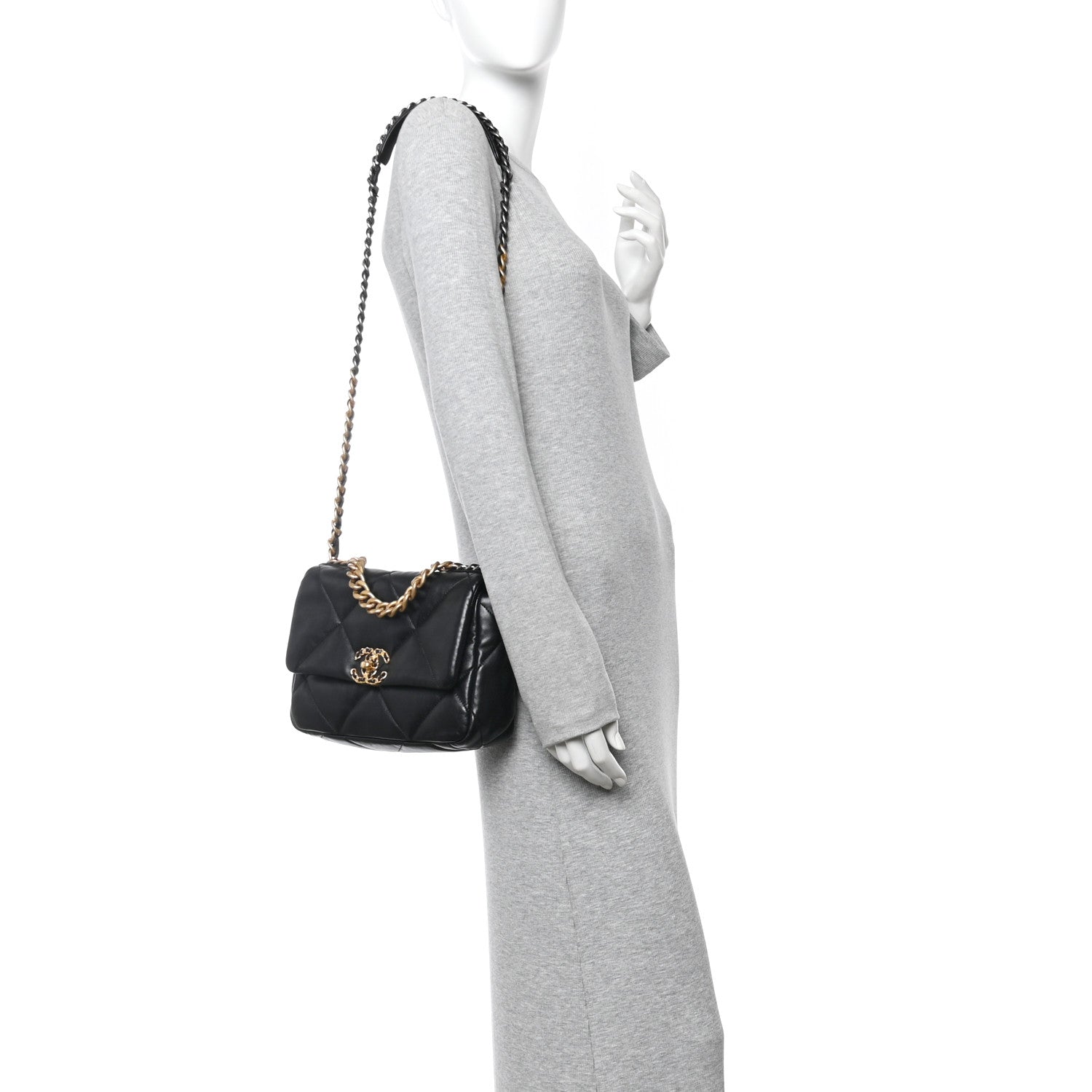 Chanel Lambskin Quilted Medium Chanel 19 Flap Black 2 of 11