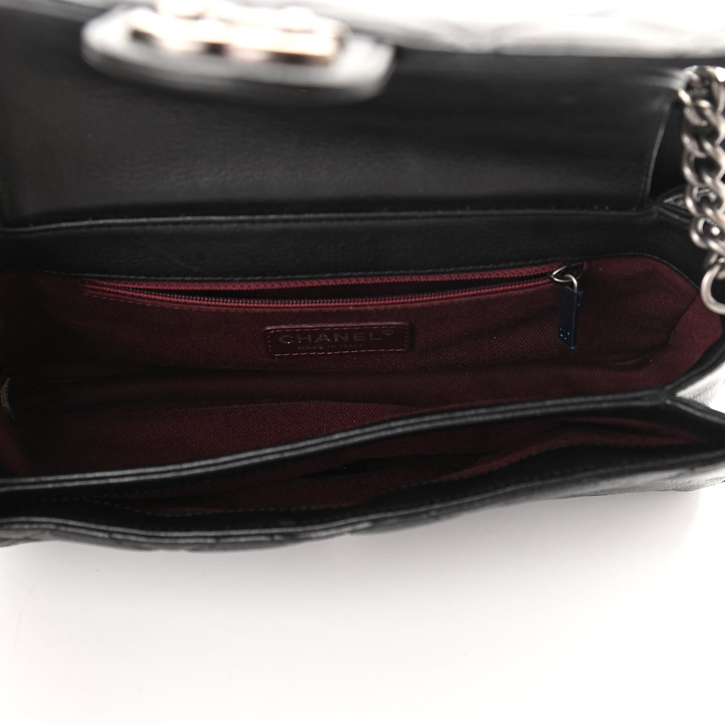Goatskin Quilted Medium Perfect Edge Flap Black