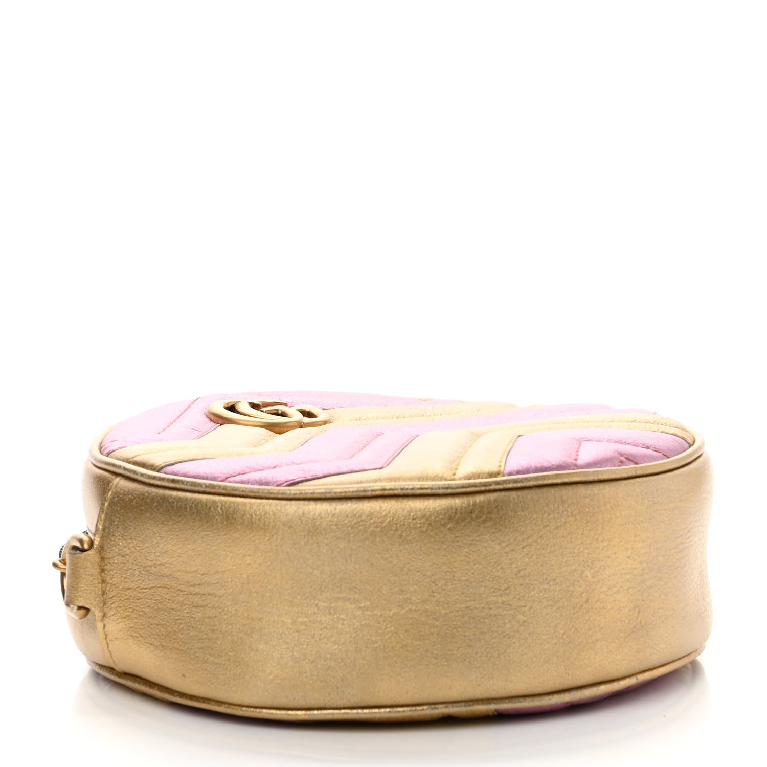 Gucci Metallic Nappa Matelasse Heart Mini GG Marmont Round Shoulder Bag Oro Vecchio Rosa 4 of 10