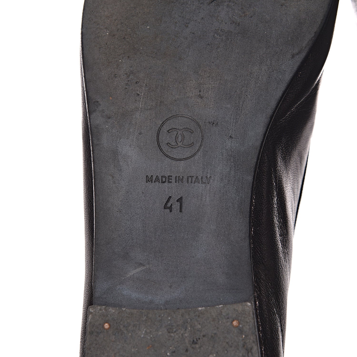Chanel Lambskin Patent Cap Toe Ballerina Flats 41 Black 10 of 15