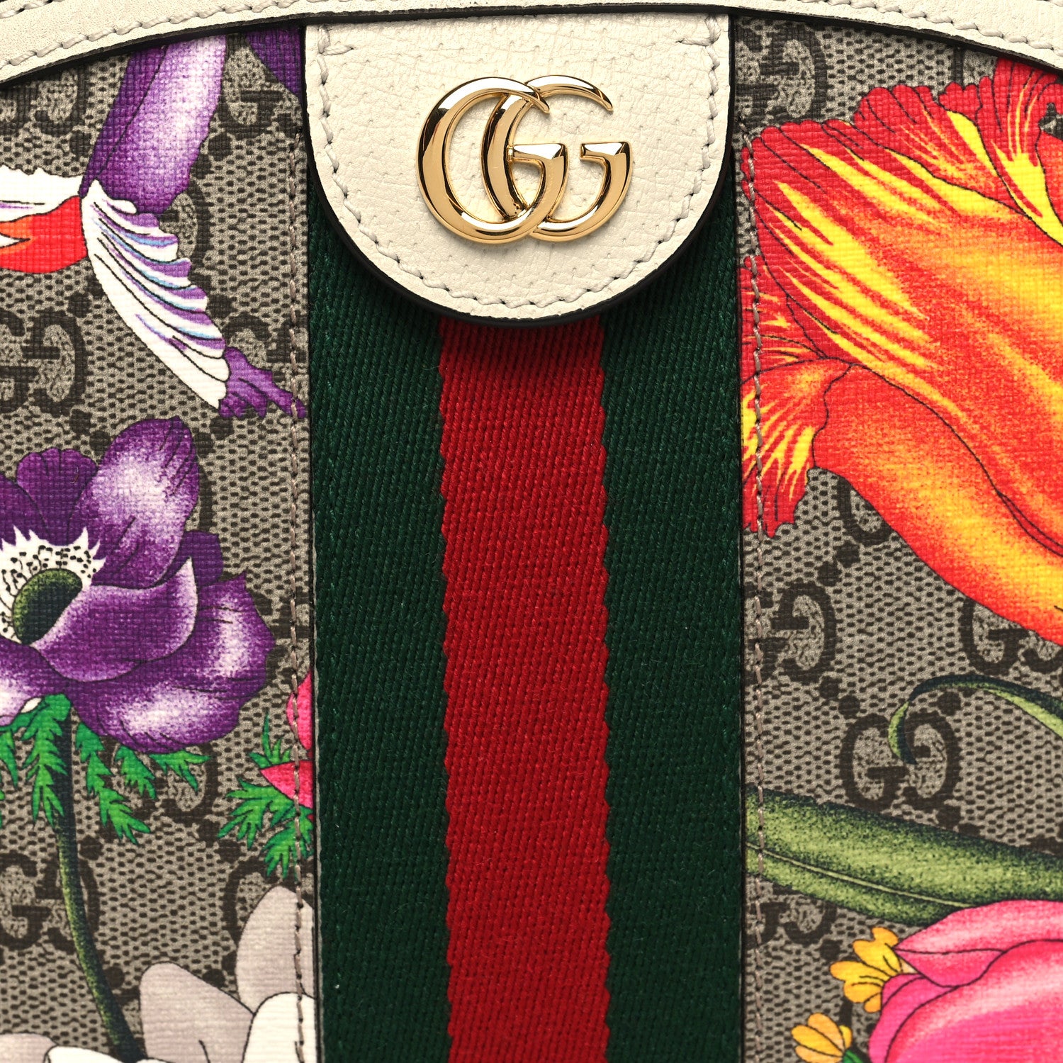 Gucci GG Supreme Monogram Flora Web GG Small Ophidia Dome Shoulder Bag White 8 of 10