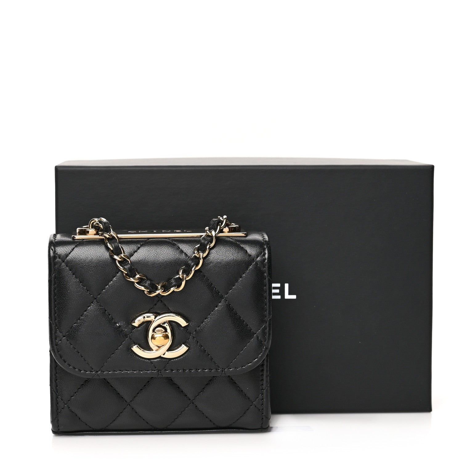 Chanel Lambskin Quilted Mini Trendy CC Chain Wallet Black 13 of 13