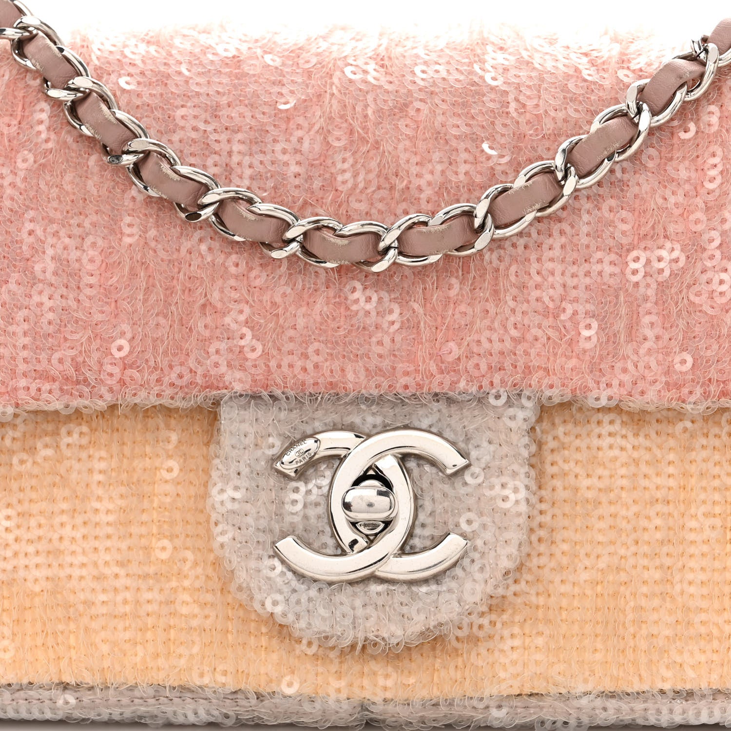 Chanel Sequin Mini Waterfall Flap Pink Blue Yellow 8 of 12