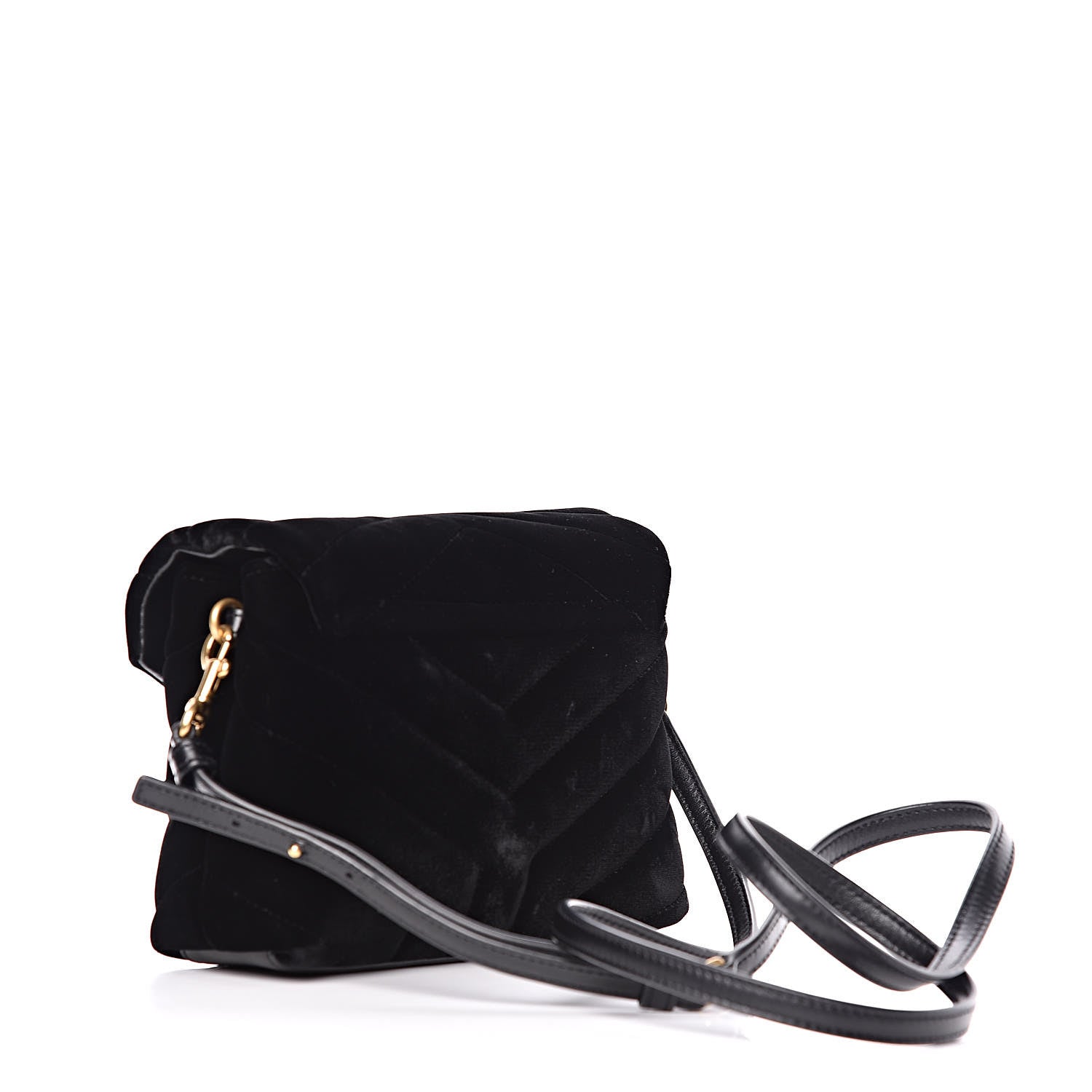 Saint Laurent Velvet Y Quilted Monogram Toy Loulou Chain Satchel French Black 3 of 13