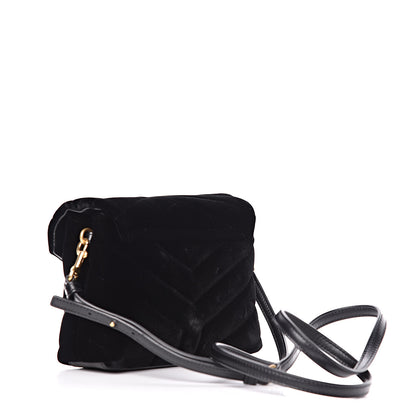Saint Laurent Velvet Y Quilted Monogram Toy Loulou Chain Satchel French Black 3 of 13