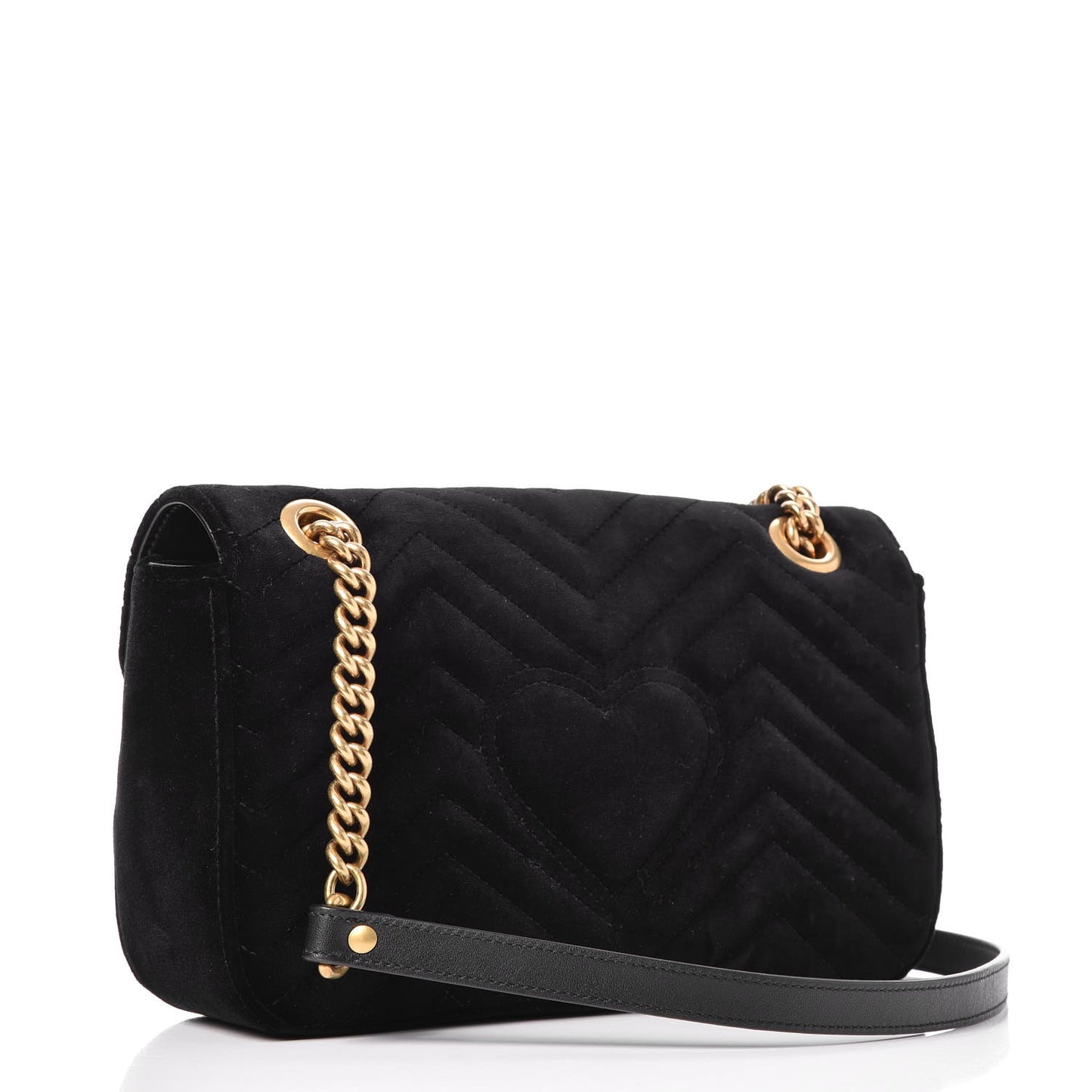 Velvet Matelasse Small GG Marmont Shoulder Bag Black