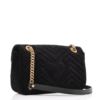 Gucci Velvet Matelasse Small GG Marmont Shoulder Bag Black 3 of 8