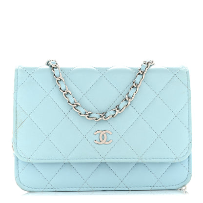 Chanel Lambskin Quilted Mini Wallet On Chain WOC Neon Blue 8 of 12