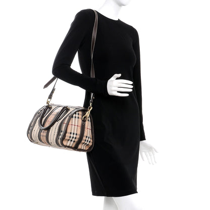 Burberry Haymarket Check Rope Medium Alchester Bowling Bag Chocolate 2 of 7