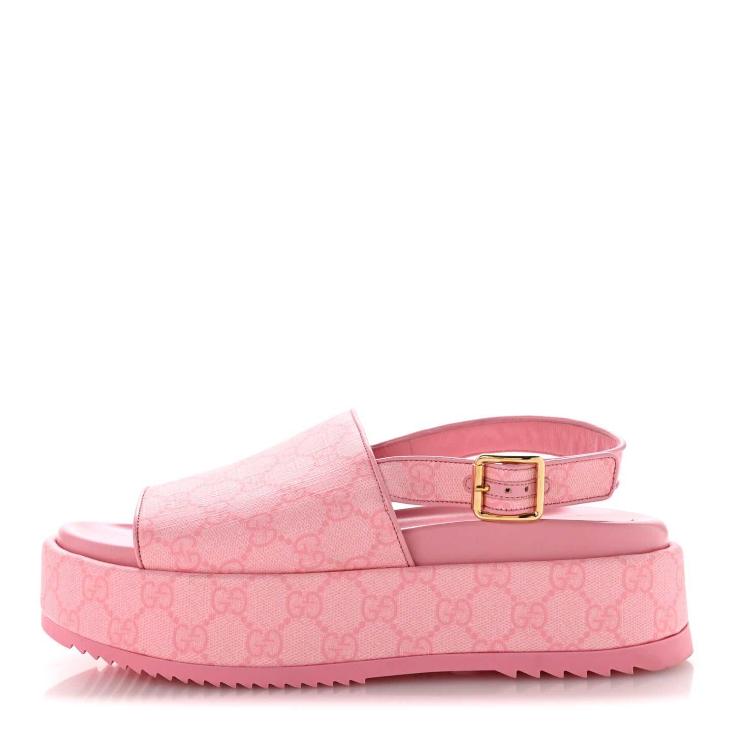 GG Supreme Monogram Granada Kid Angelina Platform 35mm Slingback Sandals 39 Cotton Candy Dark Cotton Candy Wild Rose