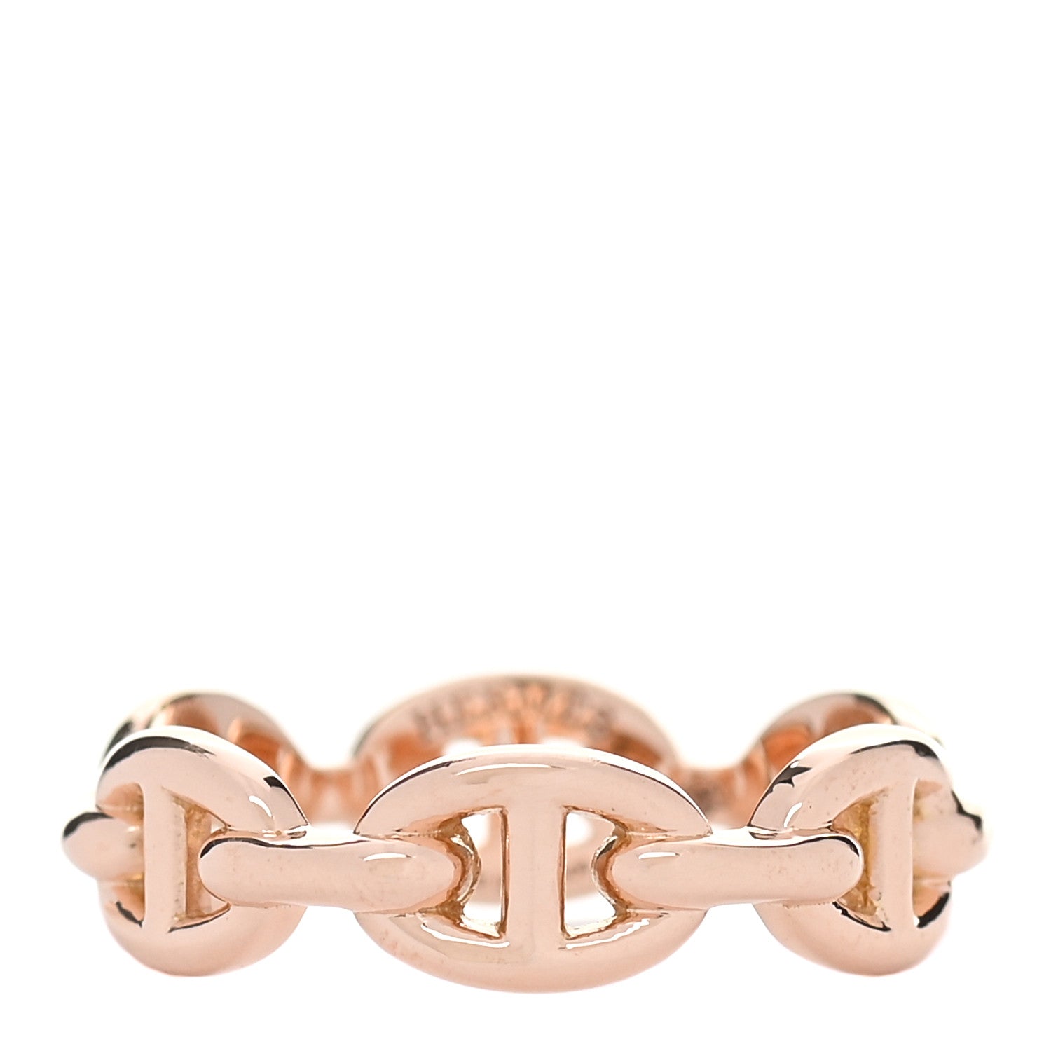 Hermes 18K Rose Gold PM Chaine D'Ancre Enchainee Ring 55 7.25 1 of 6
