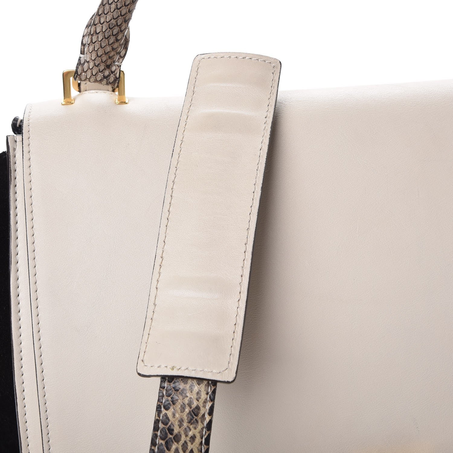 Celine Calfskin Suede Whipsnake Medium Trapeze Black White 17 of 22