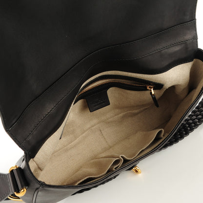 Gucci Calfskin Handmade Medium Flap Shoulder Bag Black 7 of 7